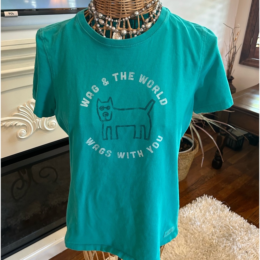 Life is Good turquoise Wag tee size medium